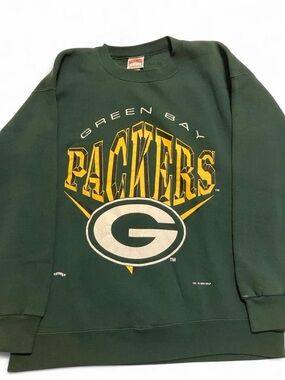 Vintage 90s Nutmeg Mills Green Bay Packers Crewneck Sweatshirt Made USA Size L
